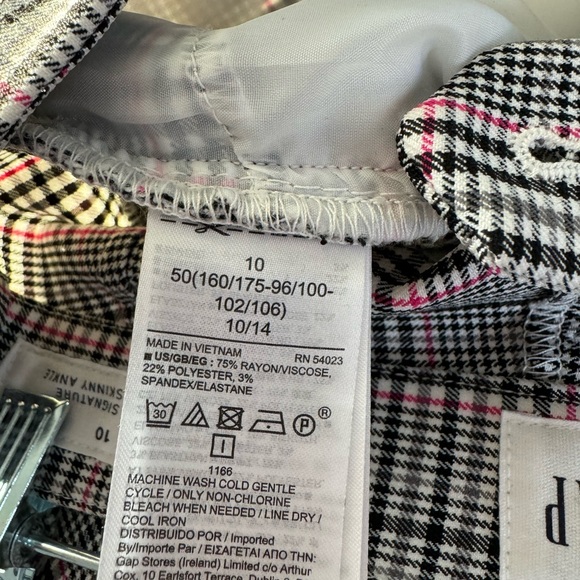 Gap Factory - Signature Skinny Ankle Pants - Black/White/Pink plaid size 10 - Picture 6 of 6